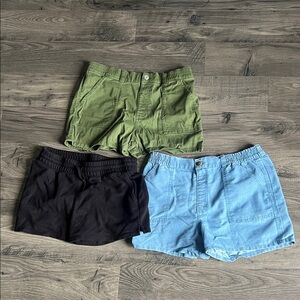 3-Pack Girls Shorts - Olive, Black, Light Blue